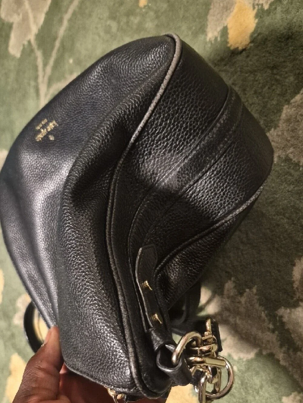 kate spade black pebble leather crossbody with gold logo